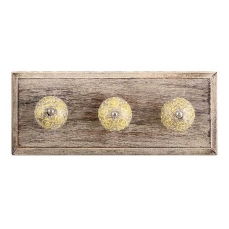 Mixed Circular Crackle Ceramic Wooden Hook